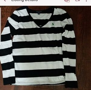 Black and white stripe ralph lauren long sleeve